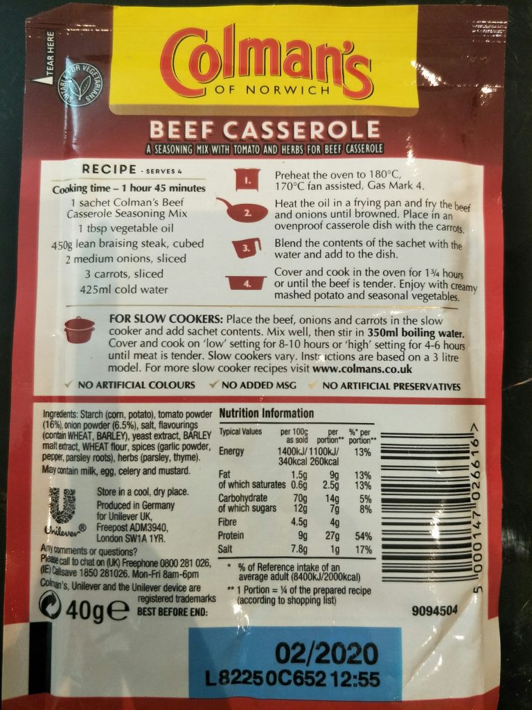 Colman's Beef Casserole