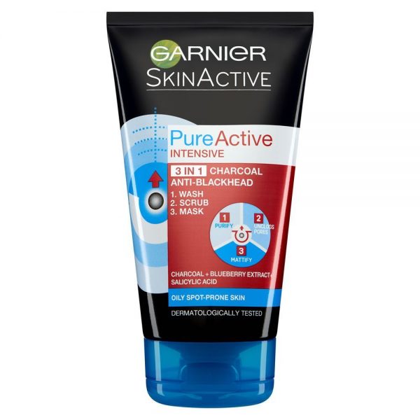 Garnier Pure Active Intensive 3 in 1 Charcoal Anti-Blackhead Wash