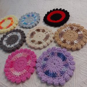 Bobble stitch crochet coaster
