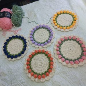Big Tulip Coaster Crochet - Easy Beginning Crochet Pattern for Everyone ( English Subtitles)