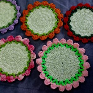 Pressed Tulip Crochet Flower Coaster