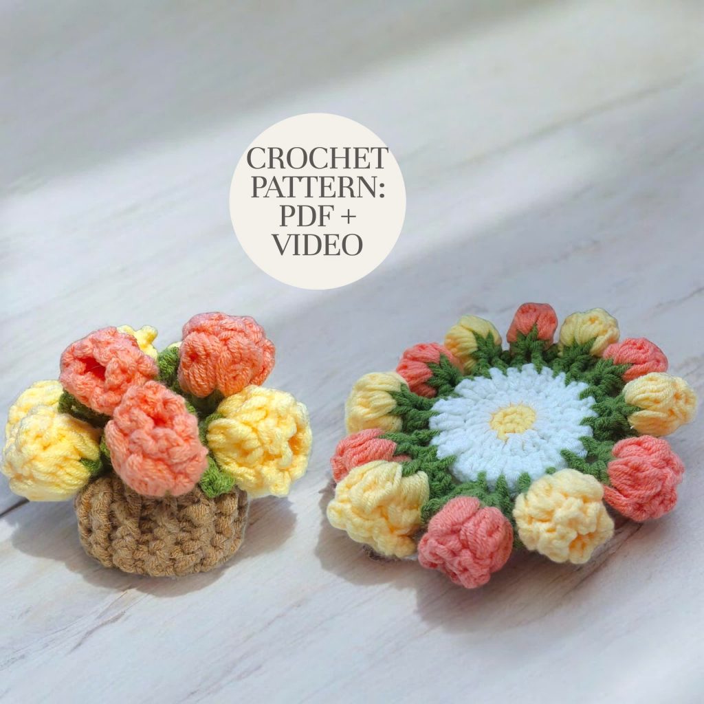 Crochet Flower Pot for Beginners – Step by Step Easy Tutorial