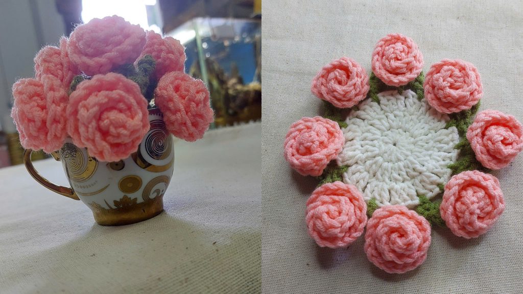 Crochet Rose Coaster Basket Tutorial for Beginners